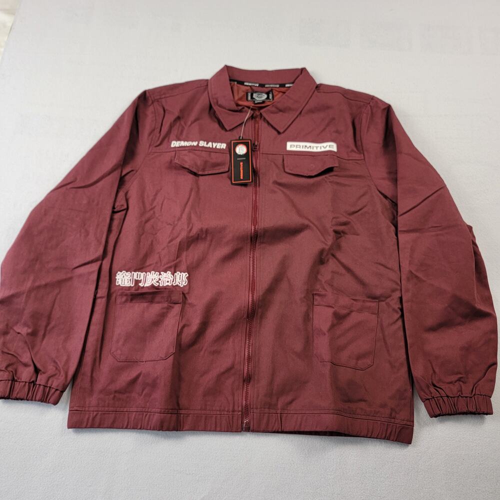Primitive x Demon Slayer Season 1 Tanjiro Utility Jacket Burgundy Sz L (573) NWT